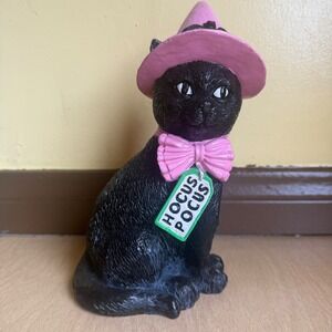 Unbranded Black Cat Figurine Halloween OS Black Pink Excellent Hocus Pocus Witch